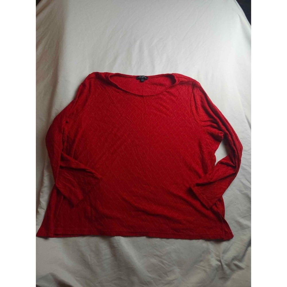 Mario Serrani Red Textured Diamond Knit‎ Long Sleeve Top XXL Womens Pullover